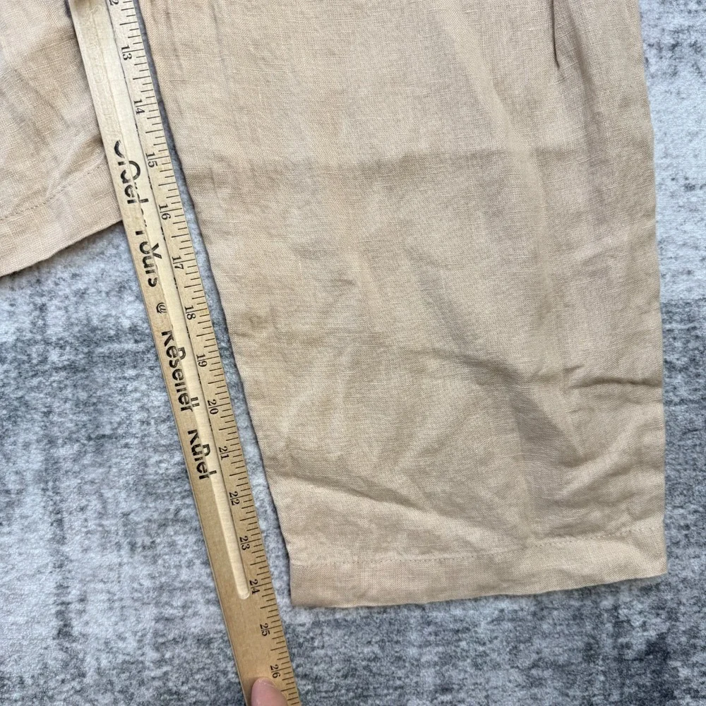 Quince Pants Womens Medium European Linen Driftwood Elastic Waist Ankle Beach